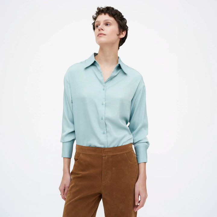 CAMISA - Wild Pony,  Azul crepé satinado.