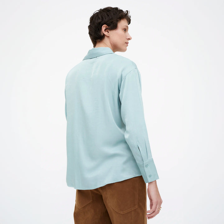 CAMISA - Wild Pony,  Azul crepé satinado.