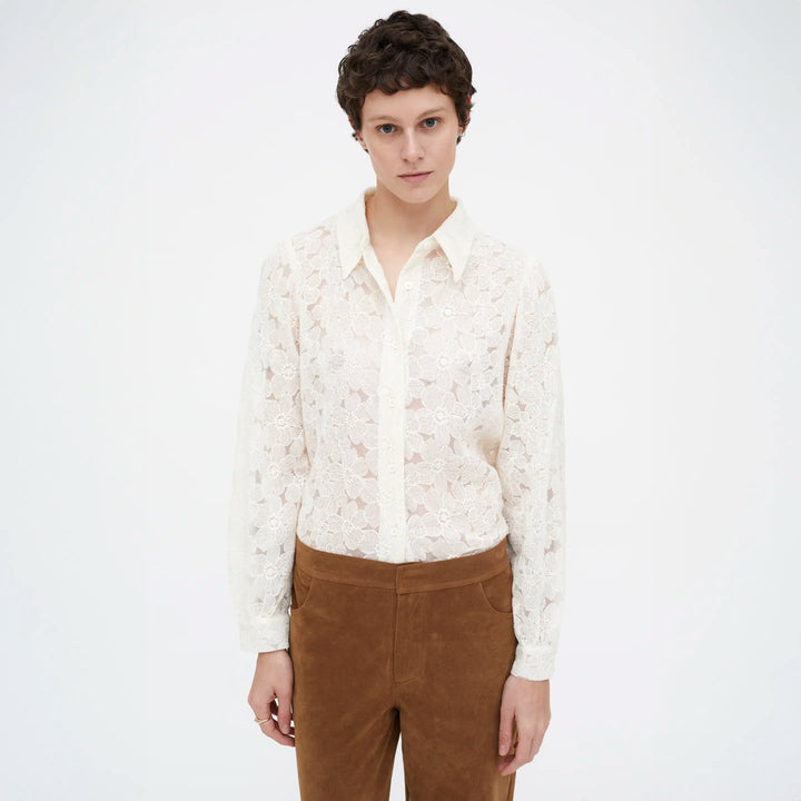CAMISA - Wild Pony,  Blanca con encaje floral