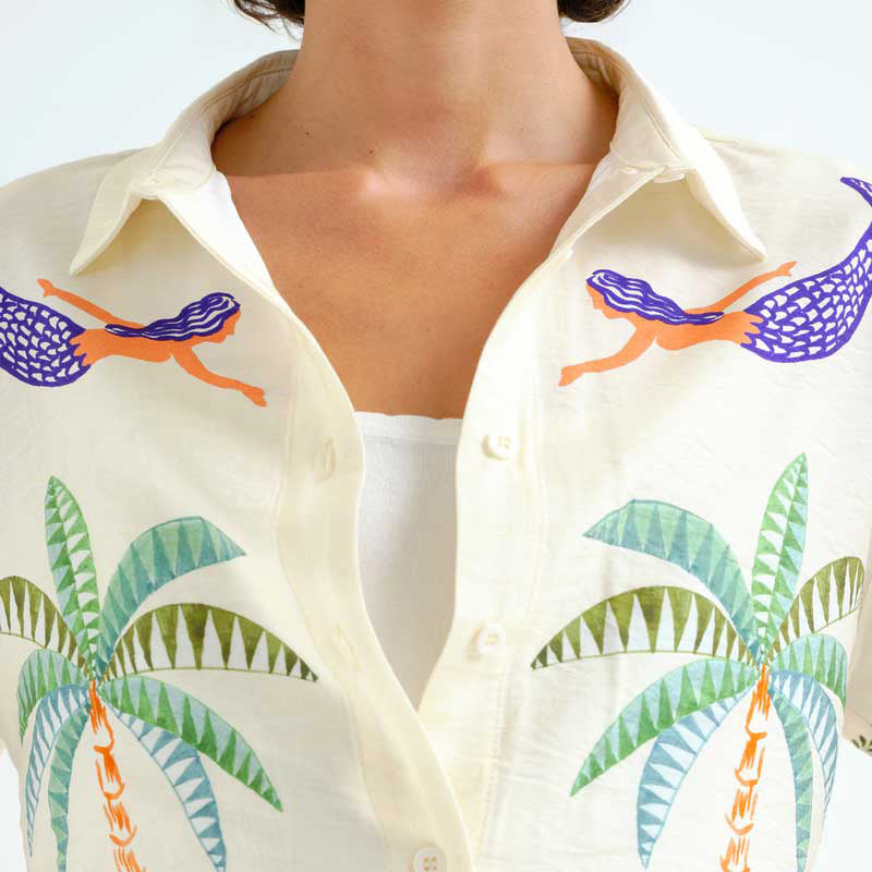 CAMISA - Compañía Fantástica, Estampado Palm & Mermaid