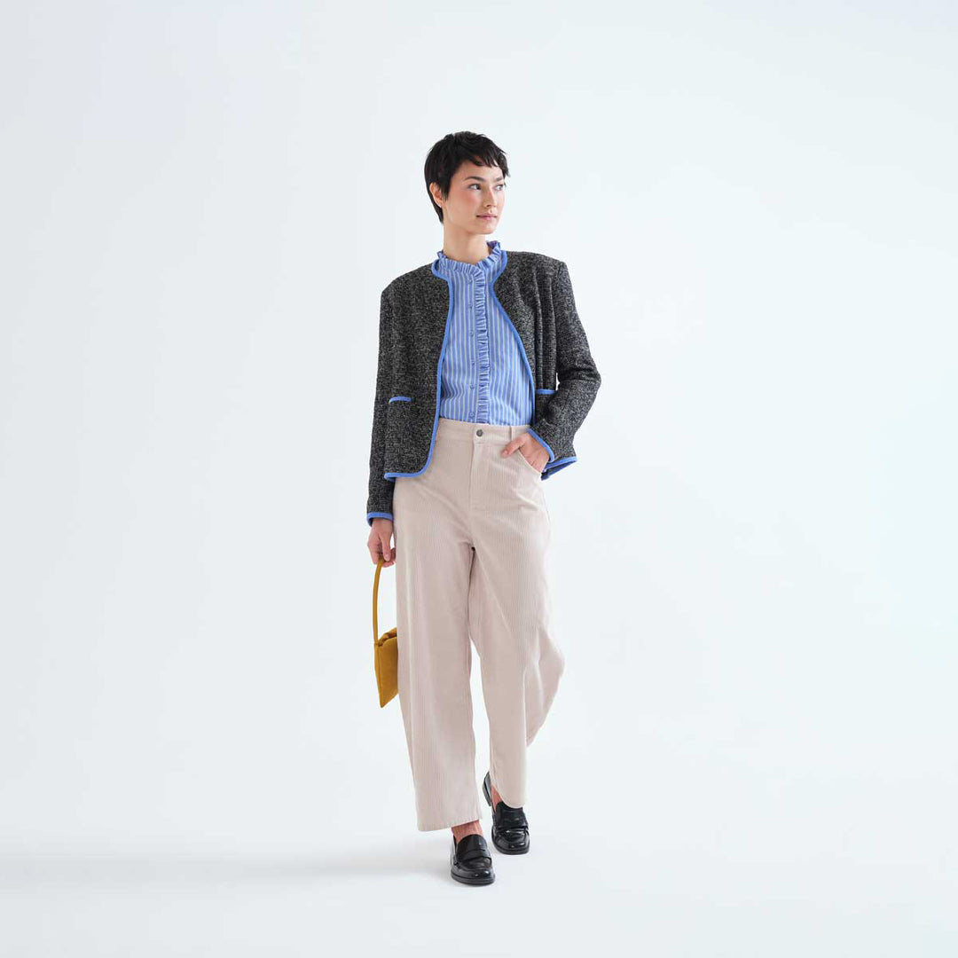 CAMISA - Compañía Fantástica, Rayas azul con detalle de volantes