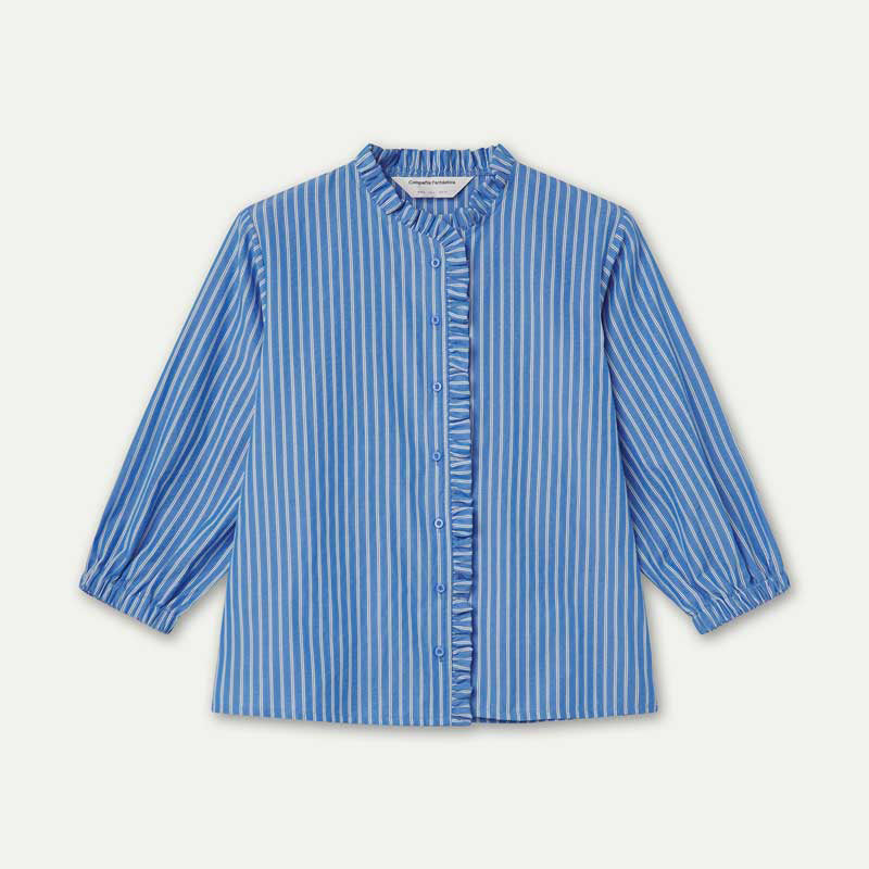 CAMISA - Compañía Fantástica, Rayas azul con detalle de volantes