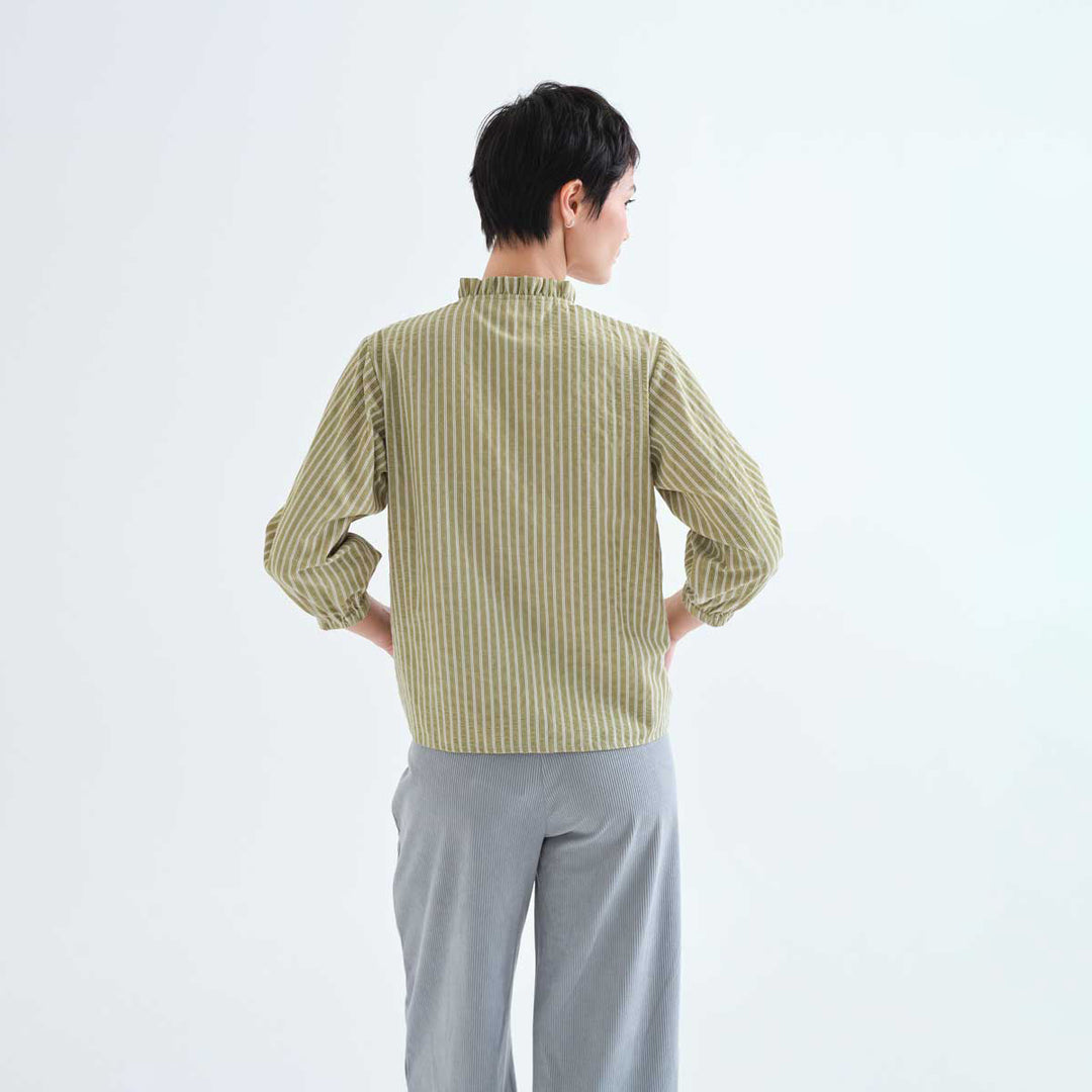 CAMISA - Compañía Fantástica, Rayas verde con detalle de volantes