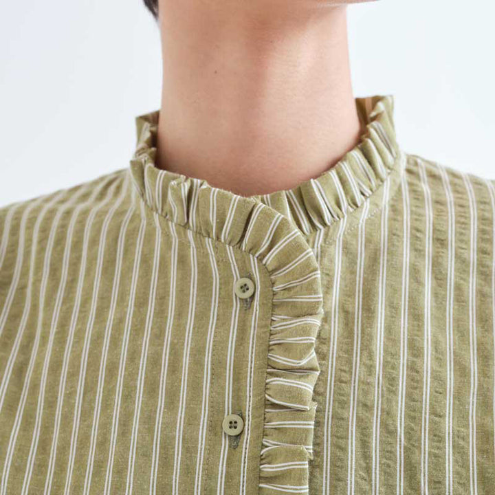 CAMISA - Compañía Fantástica, Rayas verde con detalle de volantes