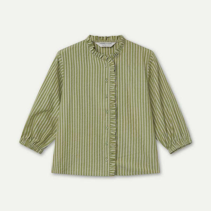 CAMISA - Compañía Fantástica, Rayas verde con detalle de volantes