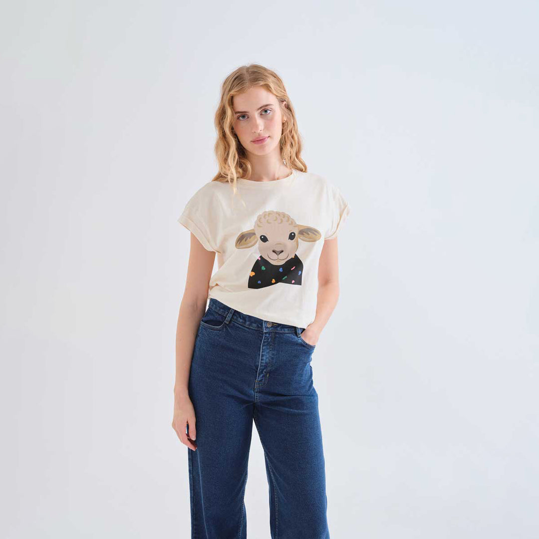 CAMISETA- Compañía Fantástica, Algodón con estampado de Oveja