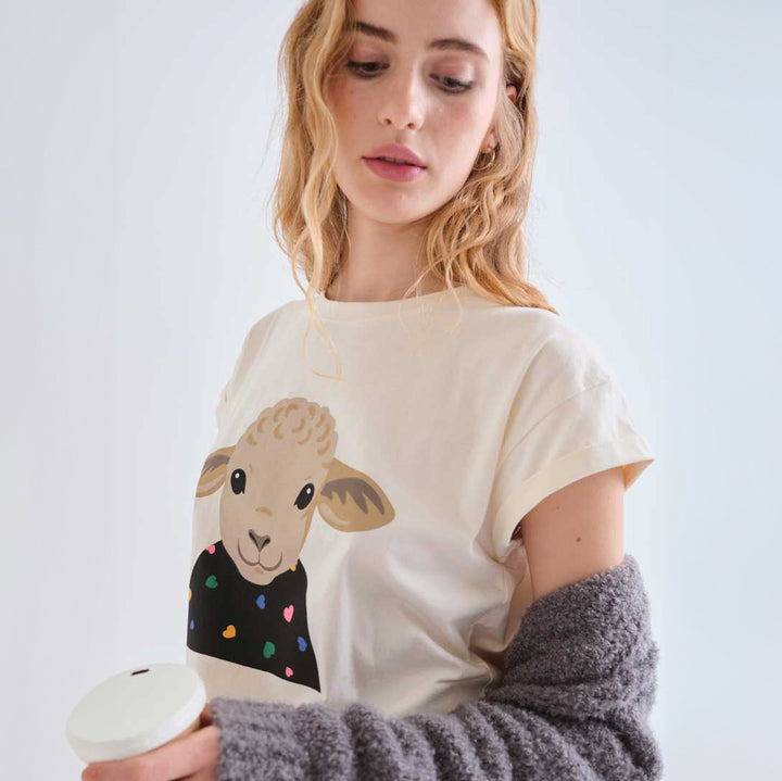 CAMISETA- Compañía Fantástica, Algodón con estampado de Oveja