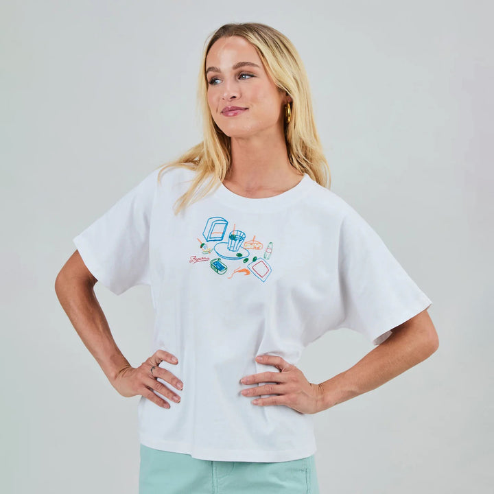 CAMISETA - Brava Fabrics, Chiringuito Embroidery Oversize Blanca