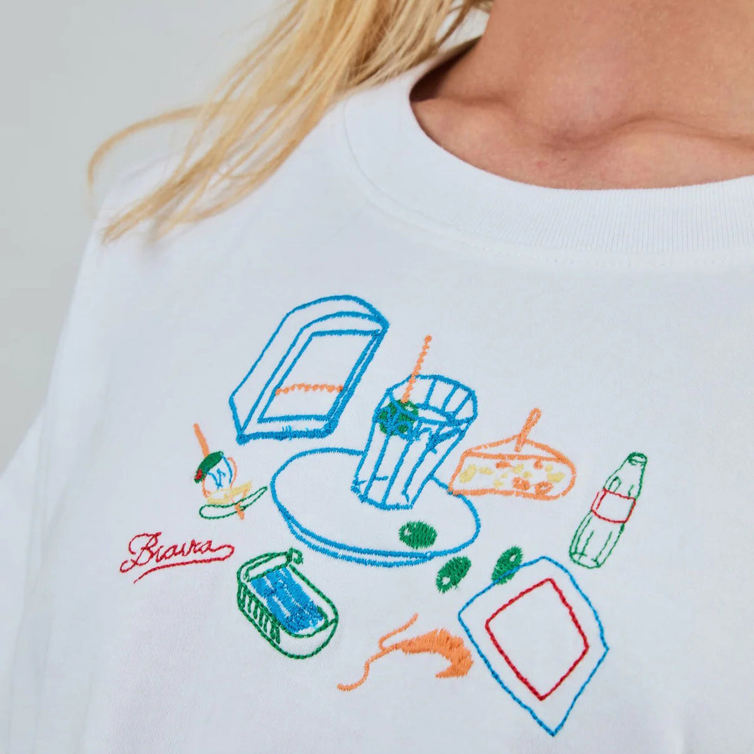 CAMISETA - Brava Fabrics, Chiringuito Embroidery Oversize Blanca