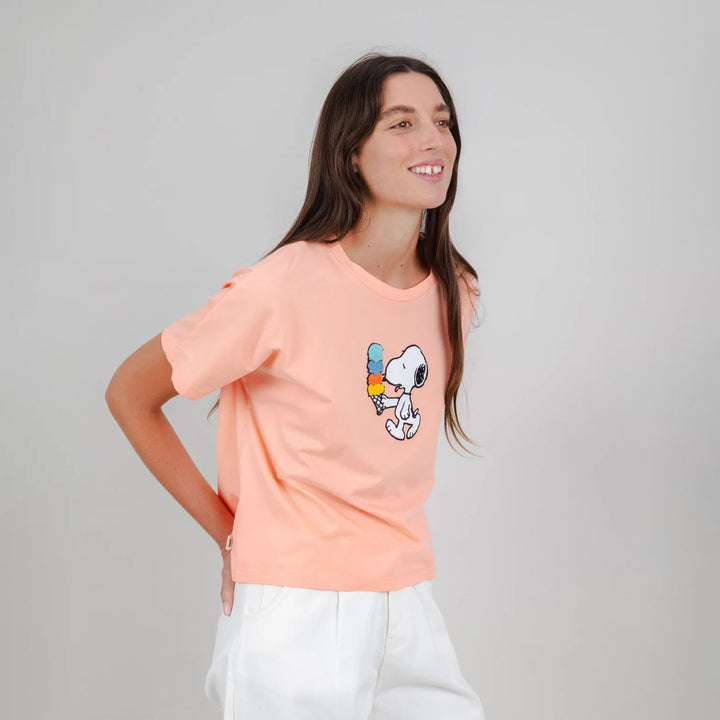 CAMISETA - Brava Fabrics, Oversize Peanuts Icecream Rosa