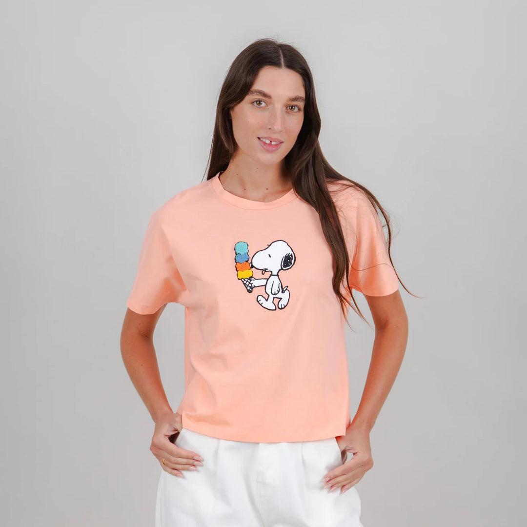 CAMISETA - Brava Fabrics, Oversize Peanuts Icecream Rosa
