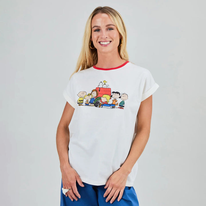 CAMISETA - Brava Fabrics, Peanuts Retro Friends Scoop Ecru