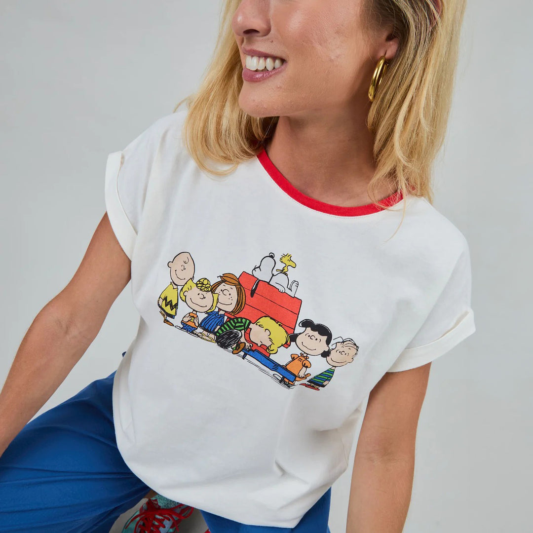 CAMISETA - Brava Fabrics, Peanuts Retro Friends Scoop Ecru