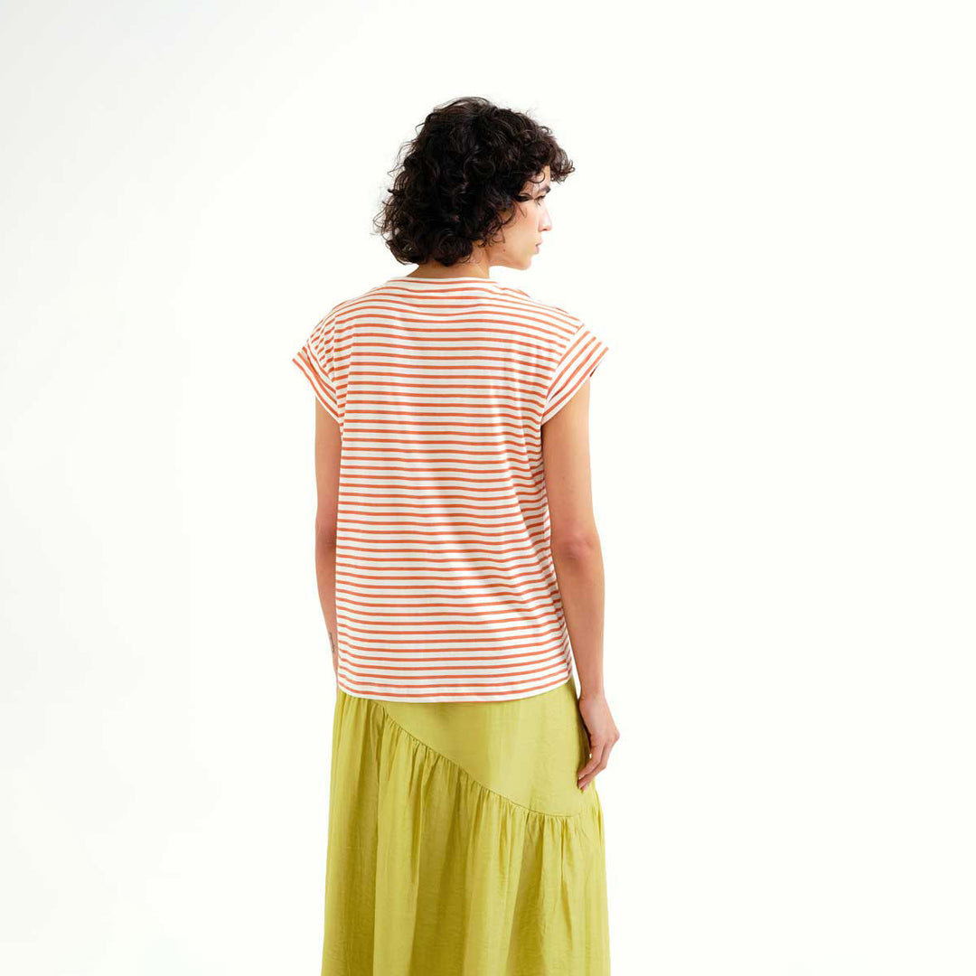 CAMISETA- Compañía Fantástica, Estampado de rayas blanco y rojo