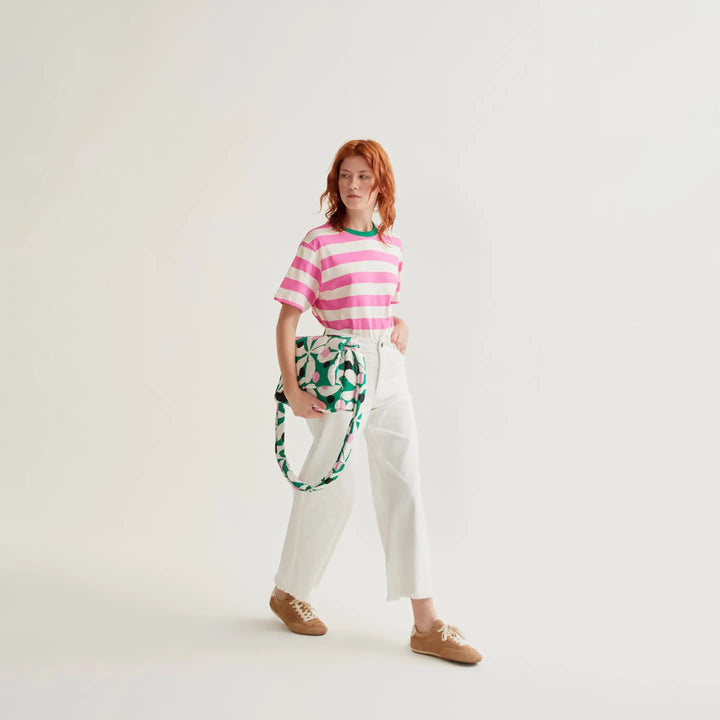 CAMISETA- Compañía Fantástica, Estampado de rayas rosa y blanco