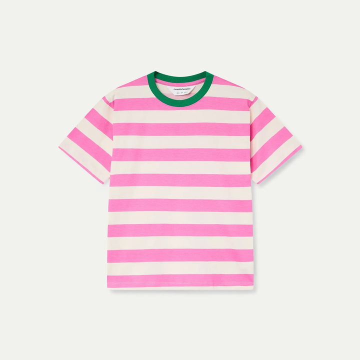 CAMISETA- Compañía Fantástica, Estampado de rayas rosa y blanco