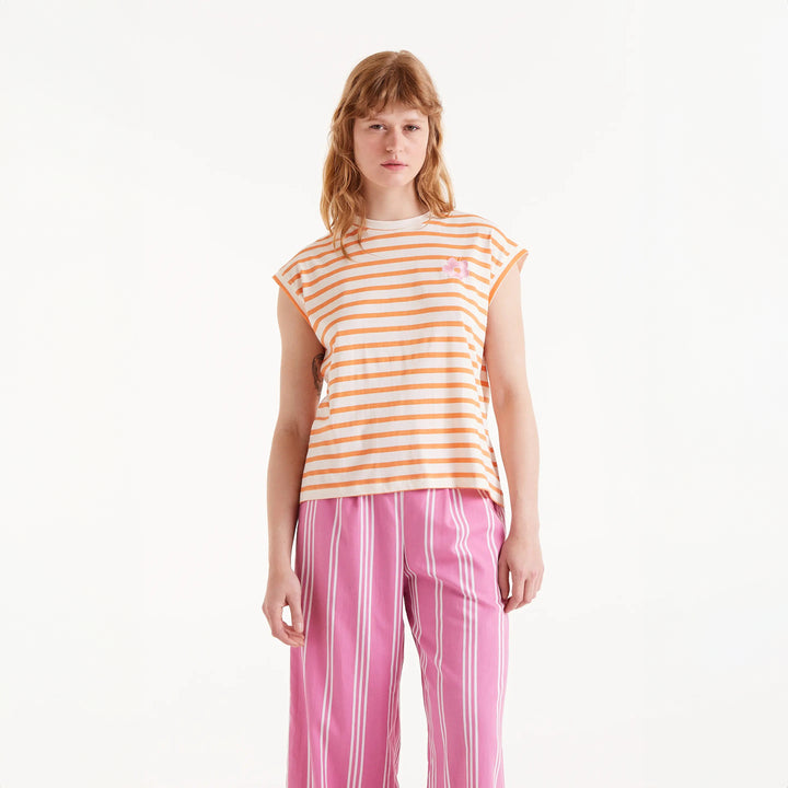 CAMISETA - Compañía Fantástica, Estampado de rayas naranjas