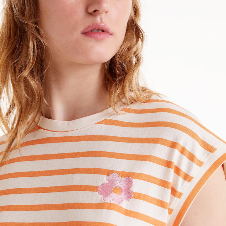 CAMISETA - Compañía Fantástica, Estampado de rayas naranjas