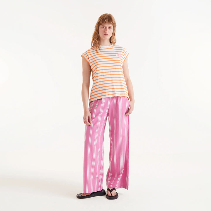 CAMISETA - Compañía Fantástica, Estampado de rayas naranjas