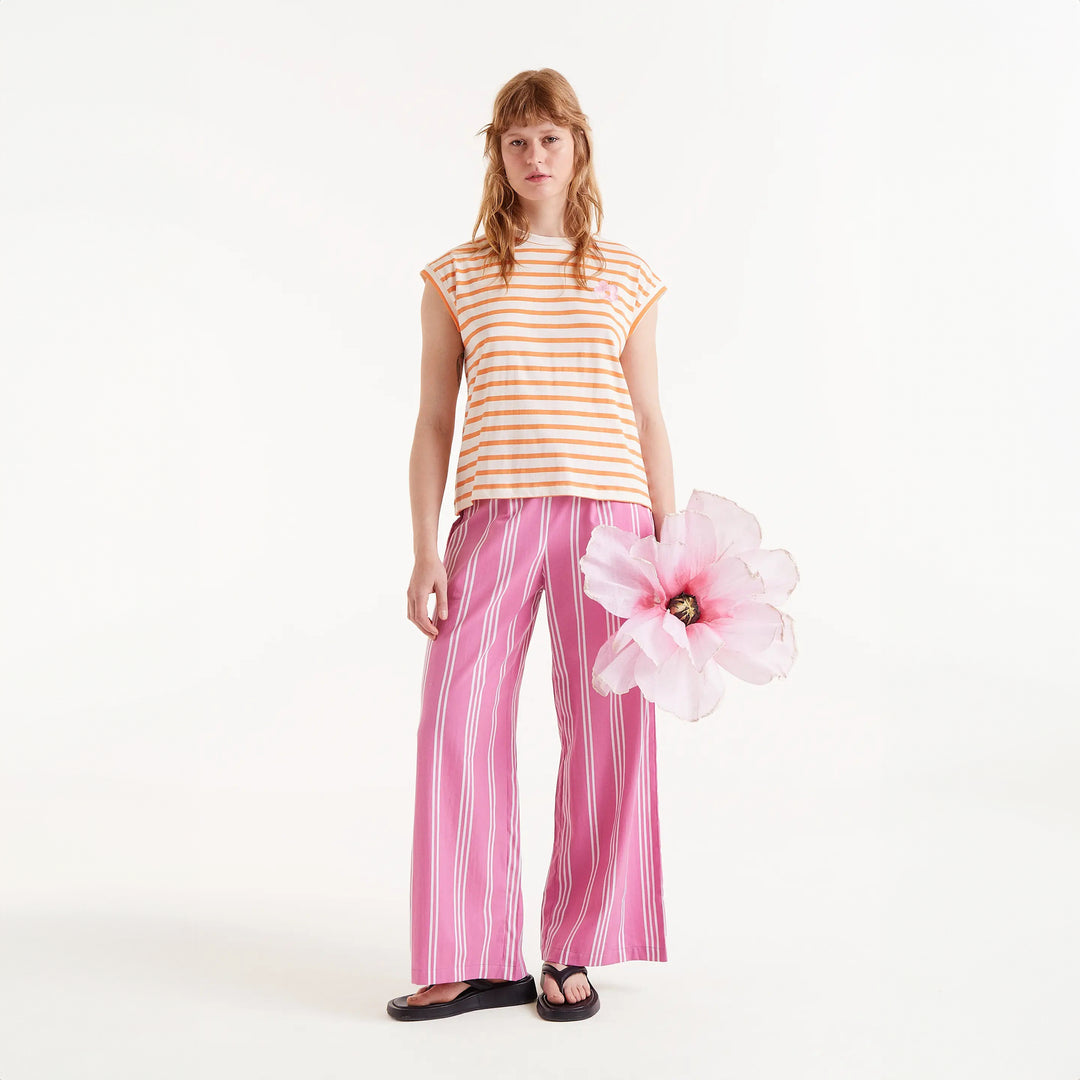 CAMISETA - Compañía Fantástica, Estampado de rayas naranjas