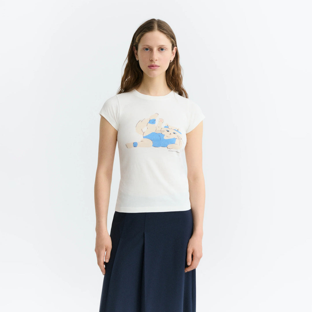 T-SHIRT - Thinking Mu, Hand embroidered bird Volta
