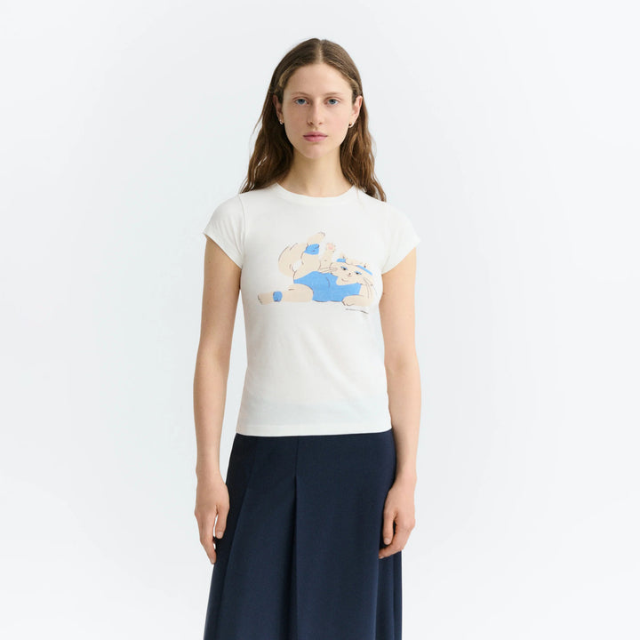 T-SHIRT - Thinking Mu, Hand embroidered bird Volta