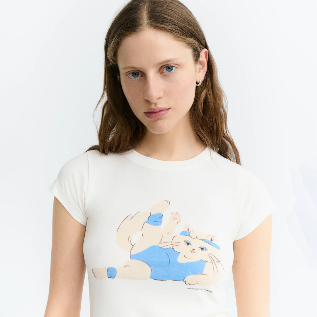 T-SHIRT - Thinking Mu, Hand embroidered bird Volta