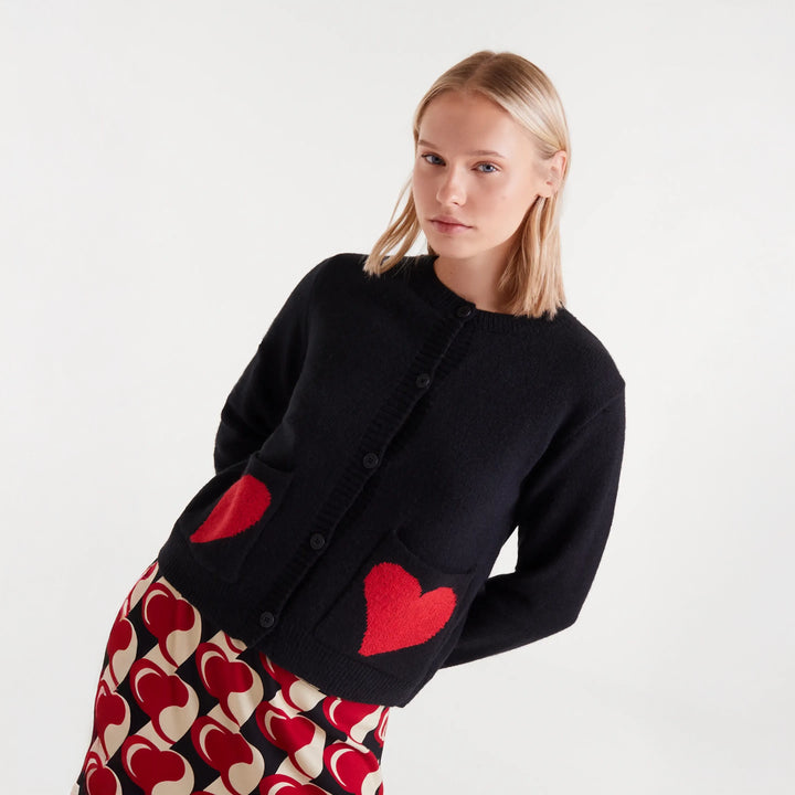 CÁRDIGAN - Compañía Fantástica, Jacquard estampado Heart Attack Small