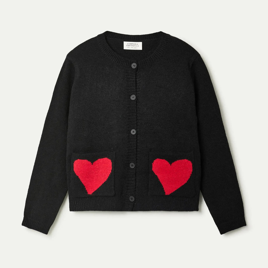 CÁRDIGAN - Compañía Fantástica, Jacquard estampado Heart Attack Small