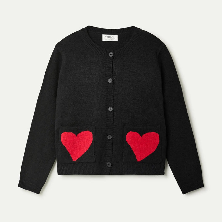 CÁRDIGAN - Compañía Fantástica, Jacquard estampado Heart Attack Small