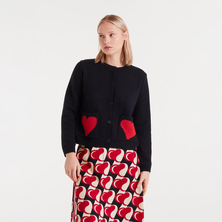 CÁRDIGAN - Compañía Fantástica, Jacquard estampado Heart Attack Small