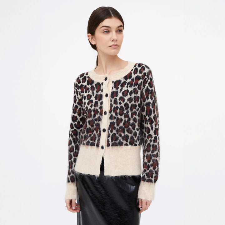 CÁRDIGAN - Wild Pony, Punto animal print color marrón.