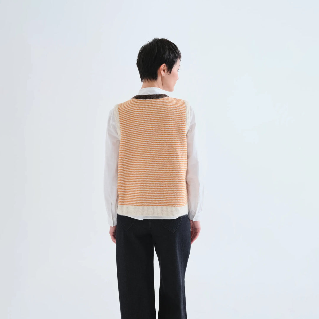 CHALECO - Compañía Fantástica, Punto con estampado de rayas naranja y blanco