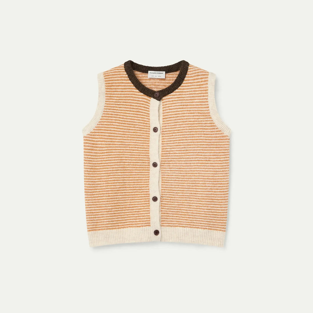 CHALECO - Compañía Fantástica, Punto con estampado de rayas naranja y blanco