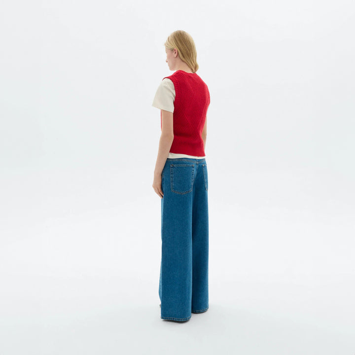 CHALECO - Thinking Mu, Punto lana rojo Kaia