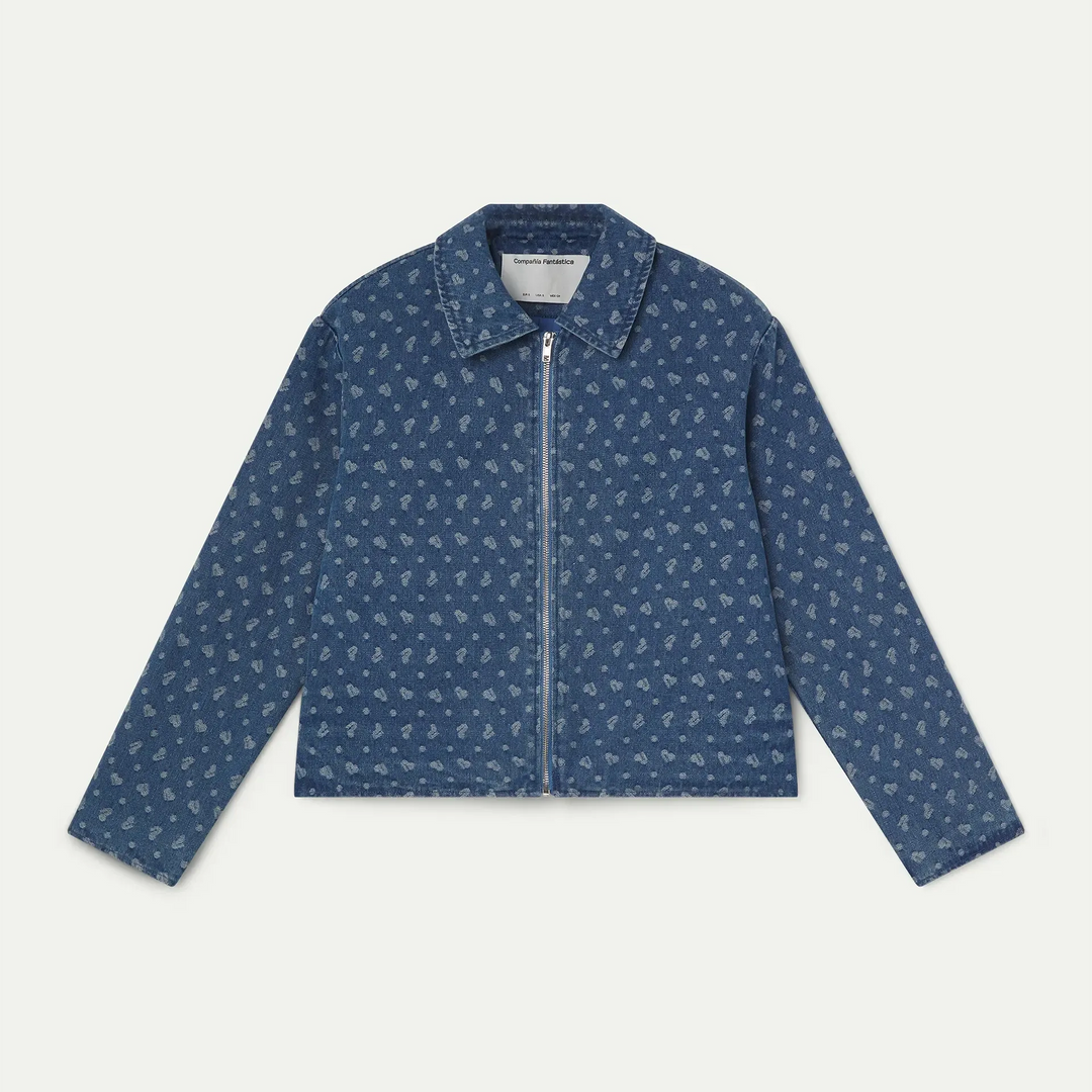 CHAQUETA - Compañía Fantástica, Vaquera azul con estampado de corazones