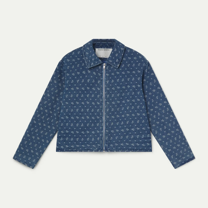 CHAQUETA - Compañía Fantástica, Vaquera azul con estampado de corazones