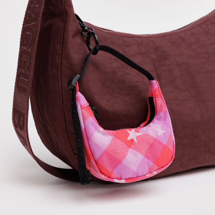 CHARM - Baggu, Pink Star Plaid Crescent Bag