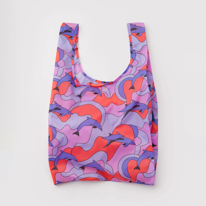 TOTE BAG - Baggu, Fantasia a Righe Sfumate Rosa e Giallo Standard