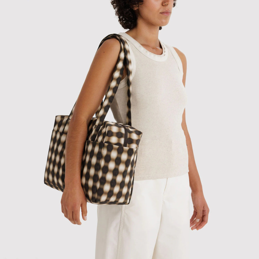 BORSA - Baggu, Blurred Gingham Brown Everyday Cloud Bag
