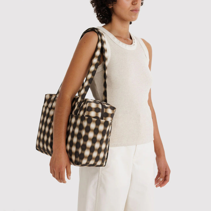 BORSA - Baggu, Blurred Gingham Brown Everyday Cloud Bag