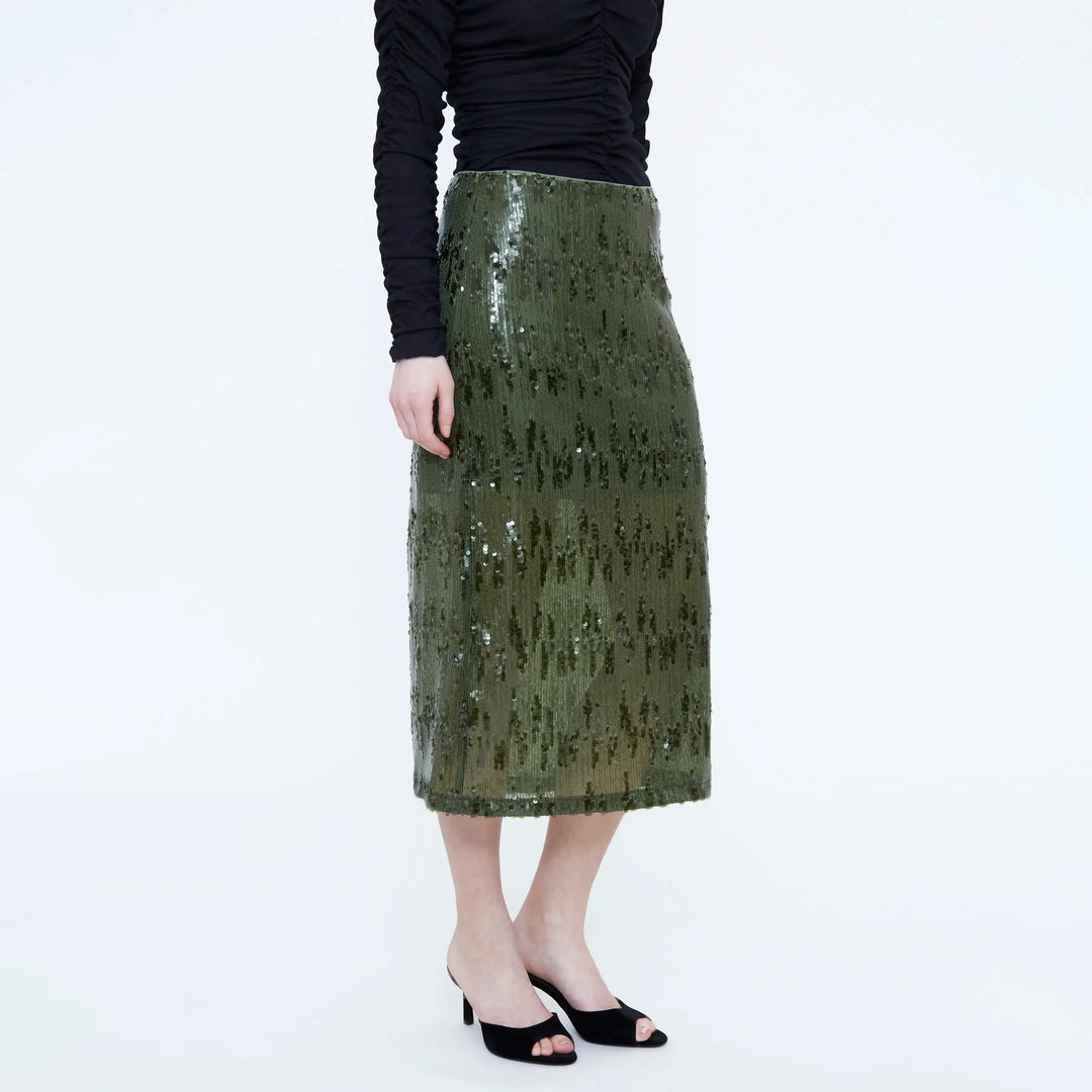 FALDA - Wild Pony, Midi de lentejuelas verde