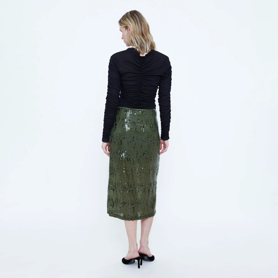 FALDA - Wild Pony, Midi de lentejuelas verde