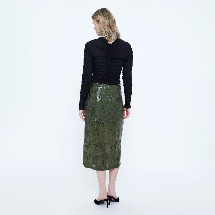 FALDA - Wild Pony, Midi de lentejuelas verde