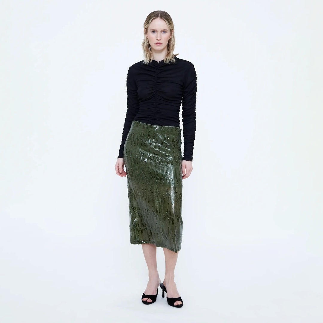 FALDA - Wild Pony, Midi de lentejuelas verde