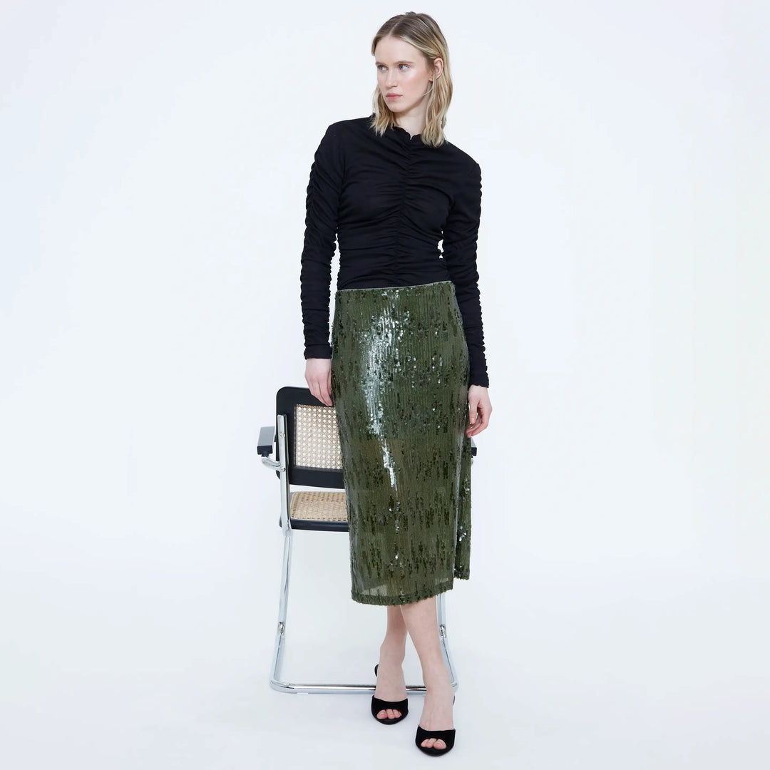 FALDA - Wild Pony, Midi de lentejuelas verde