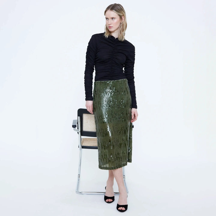 FALDA - Wild Pony, Midi de lentejuelas verde