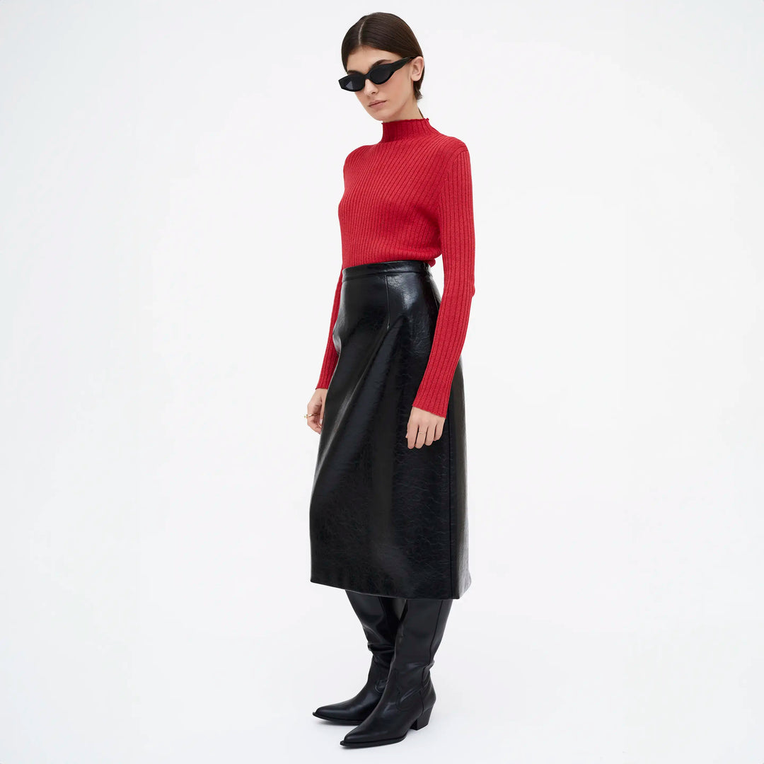 FALDA - Wild Pony,  Midi de cuero sintético negro