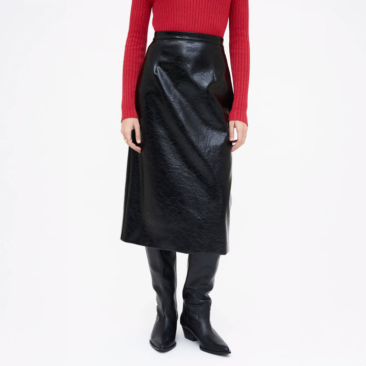 FALDA - Wild Pony,  Midi de cuero sintético negro