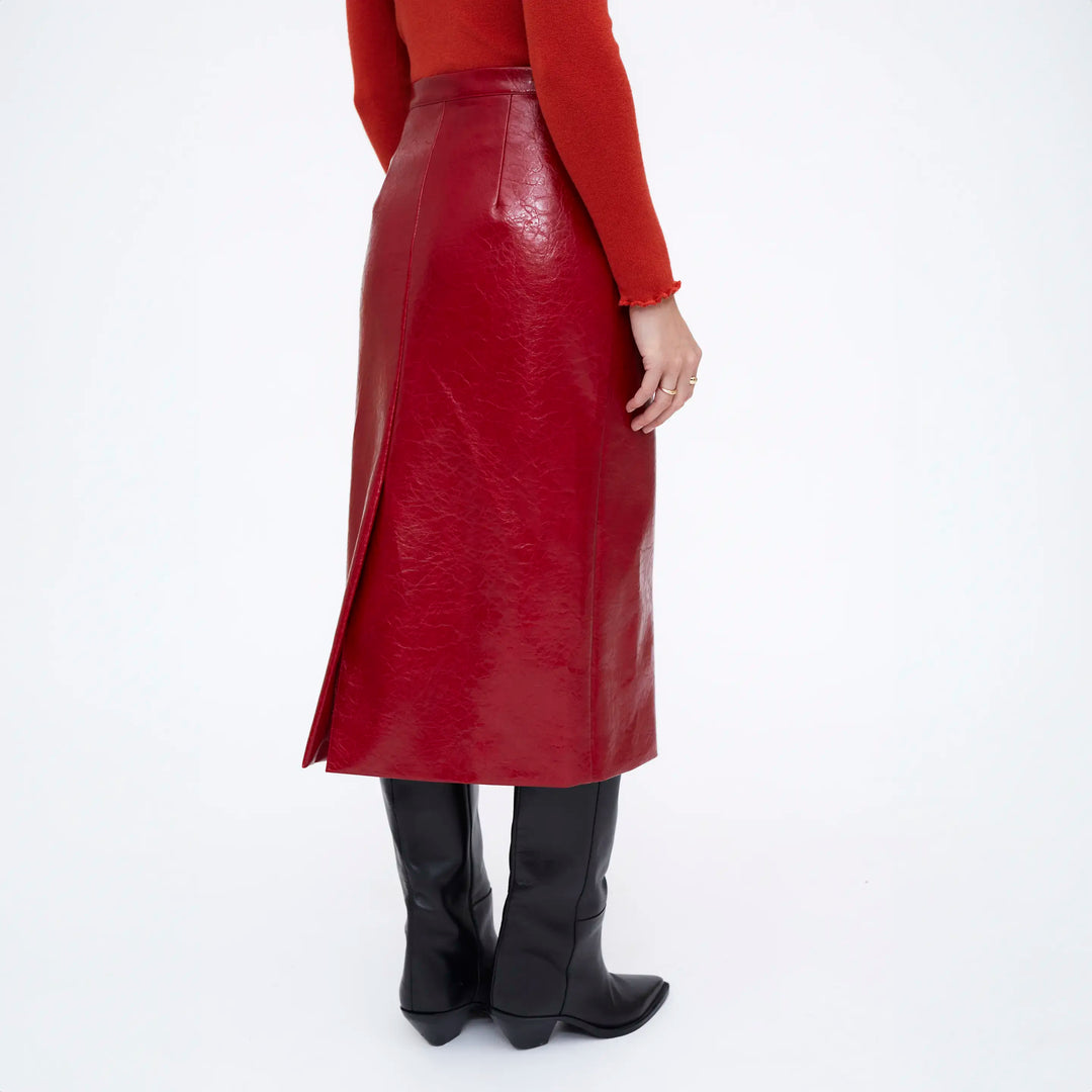FALDA - Wild Pony,  Midi de cuero sintético rojo